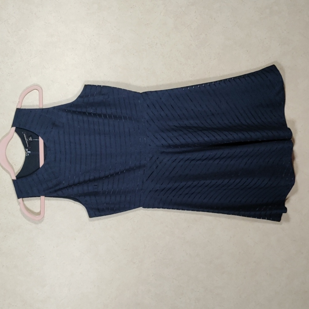 05106 Banana Republic navy striped fit and flare dress 10 NWT